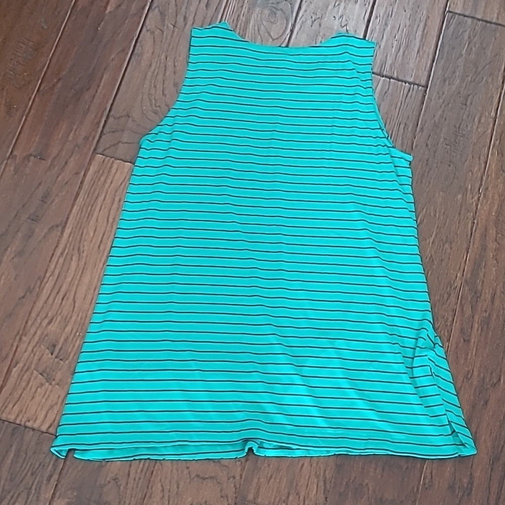 J. Jill Turquoise Striped Sleeveless Top/Tunic size Large - Picture 2 of 8
